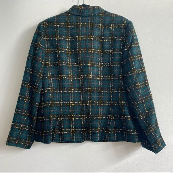 Vintage Plaid Green Yellow Red Black Zip Up Jacket Size 16 - Picture 2 of 6